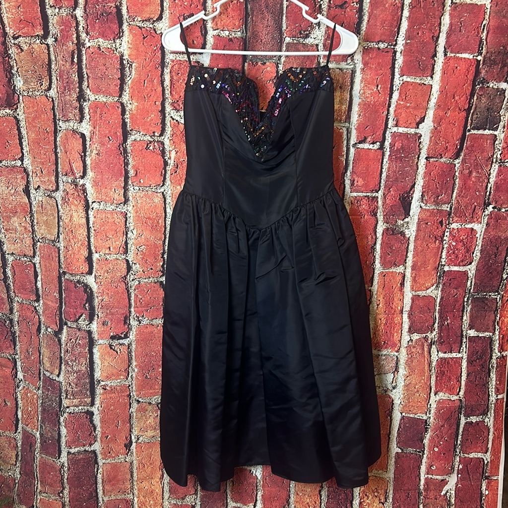 Vintage 1970s Gunne Sax Jessica Mcclintock Women's Black Dress Size 7/8